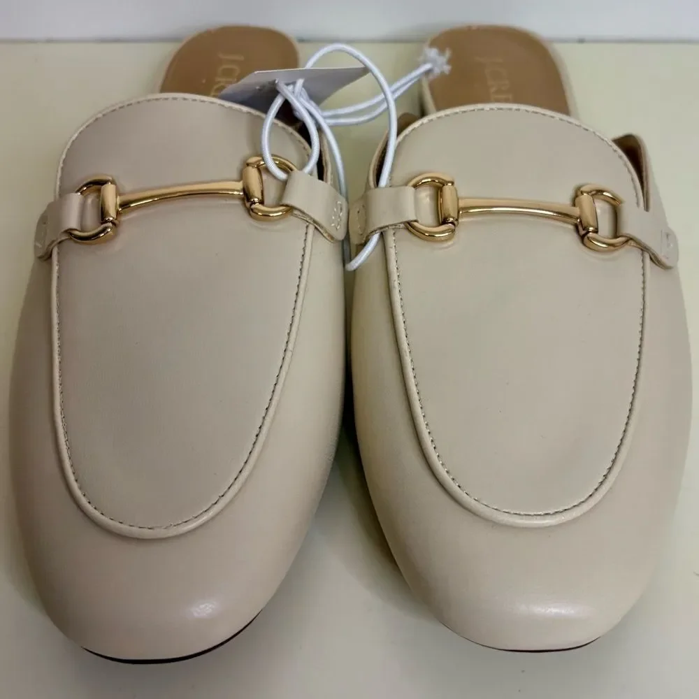 NWT J. Crew Women's Cream Mules with Gold Accent sz 9